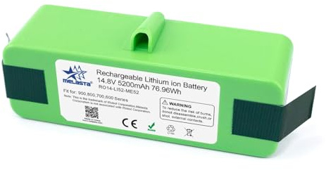 melasta 14.8V 5200mAh Lithium-ION Batterie Aspirateur pour Irobot Roomba 600 700 800 900 Serie 614 615 620 640 650 655 675 680 690 760 770 780 790 860 870 880 890 891 895 960 965 966 980 985