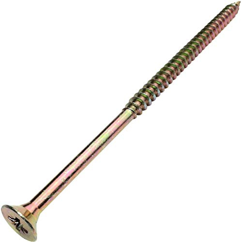 AERZETIX C45193 Vis à Bois Ø5x110mm Lot de 50 | Acier Laitonné Métal, Tête Fraisée, Empreinte Cruciforme Pozidriv, Couleur Laitonné