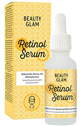 Gesichtsserum Anti Aging mit Retinol (Vitamin A) – Effektiv gegen Falten und Pickel – Vegan, silikonfrei, ohne Farbstoffe & Parfum, BEAUTY GLAM – Retinol Serum - 30 ml