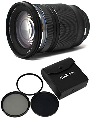 KamKorda Lens Filter Kit 72mm + Olympus M.Zuiko Digital ED 12-200mm f/3.5-6.3 Lens, Micro Four Thirds System, Movie & Still Compatible AF System, Weather-Resistant Construction + 2 Year Warranty