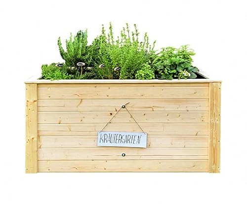 Hochbeete aus Fichte - aus nachhaltiger nordeuropäischer Fichte gefertigt - nutzbar als Pflanzkasten, Kräuterbeet oder Anzuchtbeet - Lieferung inkl. Kleineisen und Pflanzfolie (L 150x B 76x H 79 cm)