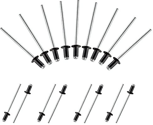 Jersvimc Blindnieten aus Aluminium, 0,35 cm x 0,63 cm, Schwarz, 100 Stück