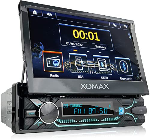 XOMAX XM-V747 Autoradio mit Mirrorlink für Android, Bluetooth Freisprecheinrichtung, 7 Zoll / 18cm Touchscreen Bildschirm, 7 Beleuchtungsfarben, FM, AUX, SD, USB, 1 DIN