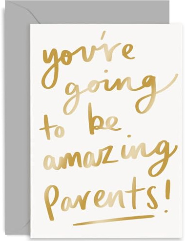 Old English Co. Amazing Parents To Be Card - Baby Announcement Baby Shower Card for Mummy and Daddy - New Baby Gold Foil Card | Blank Inside with Envelope