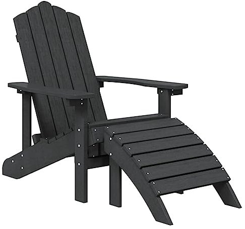 Bussandri Exclusive - Adirondack-Gartenstuhl mit Fußstütze HDPE Anthrazit