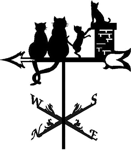 CAZARU Wetterfahne aus Metall für Haustiere, Katze, Vintage-Stil, Edelstahl, hohl, Windrichtungsanzeiger mit Montagehalterung, korrosionsbeständig