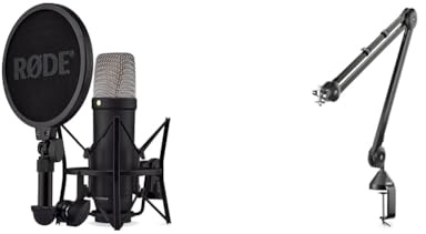 RØDE NT1 5a generación el micrófono con Condensador y Gran diafragma, Salidas XLR y USB & PSA1 Brazo de Estudio Profesional