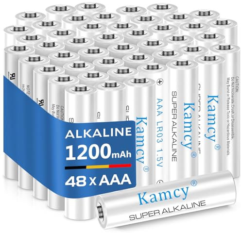 KAMCY Piles AAA alcalines, Lot de 48-1400mAh, Pile AAA 1,5V LR03 - Petite Pile Anti-Fuite, Anti-Corrosion Idéale pour Un Usage Quotidien