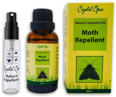 100% Natural Moth Repellent. Makes 10 litres. Wonderful Aroma. Blends Essential Oils that Deter Moths, Eggs & Larvae. Spray Bottle Included. for Clothes, Wardrobes, Drawers, Carpets & Cupboards.