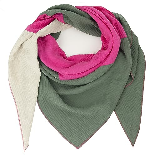 Glamexx24 Damenschal Damenhalstuch viele Farben Unisex Dreiecksform Herbstschal Sommerschal dünner Schal Weich viele Farbkombinationen Leichter Schal