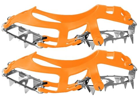 Schuhspikes, Eissteigeisen, Eisgreifer, Schuhsteigeisen, Traktionsstollen Zum Laufen, Klettern, Wandern, Bergsteigen, Joggen, M 34 bis 40 Orange