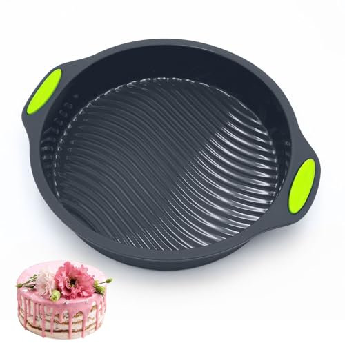 NCOALE 9 Pollici Grande Stampi in Silicone per Dolci, 25cm Stampo Rotondo in Silicone, Antiaderente Tortiera, Senza BPA, per Torte a Strati, Cheesecake e Torte Arcobaleno (Grigio Scuro)