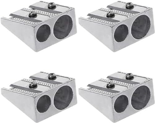 Doppelloch Bleistiftspitzer, 4 Stück Magnesium-Bleistiftspitzer Hand-Bleistiftspitzer, Metall-Bleistiftspitzer Magnesium, Kleine Anspitzer Für Schulen Büros Art