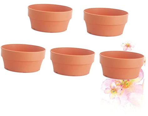 BESPORTBLE 5piezas Maceta De Imitación De Barro Redonda Japonesa De Plástico Recipiente para Flores Cestas De Flores De Arcilla Sintética Maceta para Jardín Interior y Exterior