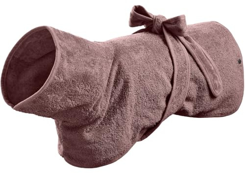 HUNTER Hundebademantel RIGA, saugstarkes Frottee, trocknet schnell, schützt vor Auskühlung, leicht anzulegen mit Gürtel, 60 °C waschbar, schützt Auto/Möbel vor Nässe, Farbe: Altrosa, Größe: 50