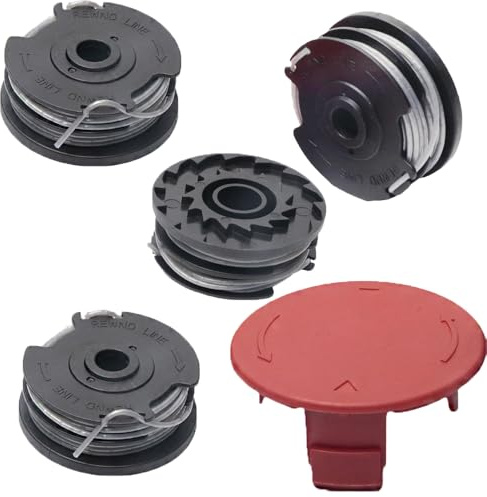 4er Pack Ersatzfadenspulen + 1 Spulenabdeckung für Bosch Rasentrimmer, kompatibel mit ART 24, 27, 30 und ART 30-36 LI, Ersatz für F016800351, 1,6 mm Nylonfaden, 5 m pro Spule