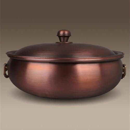 Kochtopf, Kupfer, Heißer Topf, Induktionsherd, Gas, Kupfer, Suppentopf, Verdickter Retro-topf, Reiner Kupfer-handtopf, Kupfertopf, Küche, Kochgeschirr, Töpfe, Antihaftbeschichtete Pfanne(Size:36cm)