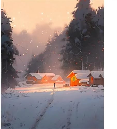 Aimaor Winterschnee Malen Nach Zahlen Erwachsene Ohne Rahmen DIY Handgemalt Ölgemälde Leinwand Malen Nach Zahlen Kits mit Pinseln und Acrylfarben Kunsthandwerk für Zuhause Dekor - 60x75cm