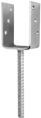 Parotec Pied de support type U pour charpente, montage, 80 x 60 x 125 x 5 mm, support de poteau à encastrer, forme en U, charge lourde, galvanisé, connecteur d'angle, ancrage béton, fixation