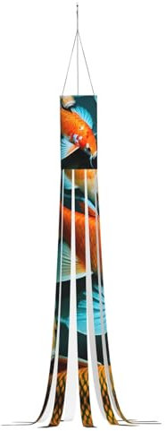 HD Japanischer Koi-Fisch-Druck, Halloween-Serie, Windsack, Geister-Thema, hängende Outdoor-Dekorationen, 150 cm