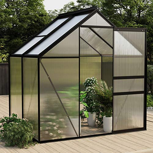 Sufrk Anlehngewächshaus GewäChshaus üBerdachung Terrasse Anzucht GewäChshaus Anthrazit Aluminium 2,47 m²