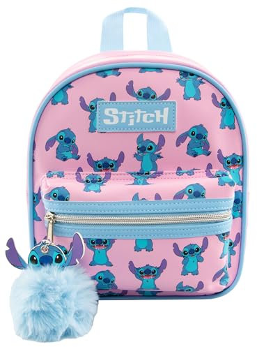 Disney Zainetto Stitch Bambina | Zainetto Piccolo Con Portachiavi Stitch | Zaino Bambina Lilo I Stitch | Taglia Unica Rosa