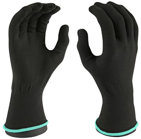 FRANZ MENSCH 24 Stück Hygostar Feinstrickhandschuhe Allfood | Nylon, Packung, schwarz, 9/L, L: 25cm, Feinstrickhandschuhe, Montagehandschuh, Arbeitshandschuhe