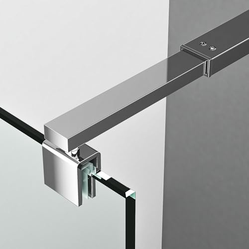 Stabilisator Haltestange Verstellbar 73-123cm Vierkantrohr Stabilisierungsstange für Duschen Duschabtrennung Glaswand Dusche Glas, Haltestange für Glasdicke 6-10 mm, Chrom
