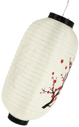 TOPBATHY Linterna Colgante Japonesa Tradicional 30 Cm de Seda Color Marfil Resistente al Agua para Decoración de Restaurante y Exterior Estilo Japonés Diseño de Flor de Ciruelo
