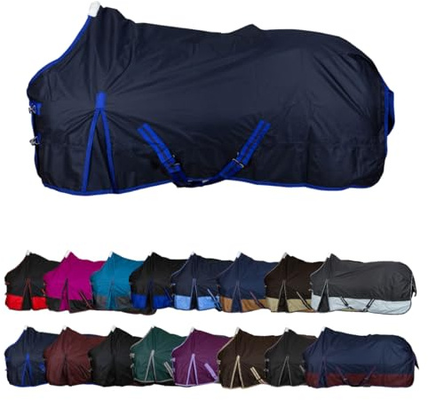 RL24 - Weidedecke 600D Basicline – Dunkelblau 125cm (Polarfleecefutter) | Regendecke & Übergangsdecke – Wind- & wasserdichte Outdoordecke mit Innenfutter & Kreuzbegurtung – Pferdedecke