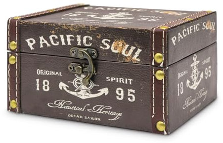 Forbabe Schatztruhe Holz, 16 X 12.5 X 9cm - Vintage Schatzkiste mit edlem Leder bezogen Piraten Schatztruhe Kinder, Geschenk Truhe Schatztruhe Hochzeit für Aufbewahrung Dekoration