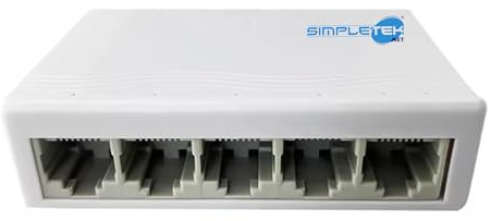 SIMPLETEK - Conmutador de red Hub de red 13533 10/100 Mbps Mini Compact Switch compacto LAN 5 puertos de red 5P LAN | con fuente de alimentación incluida (reacondicionado)