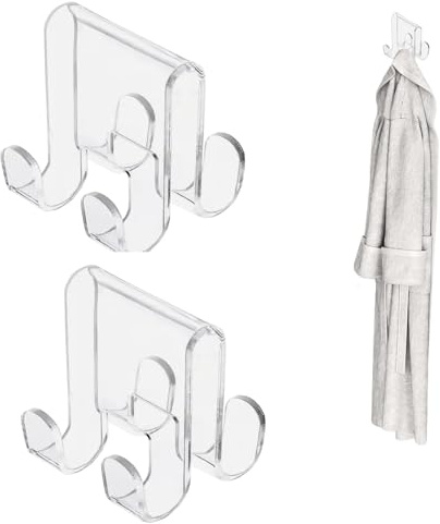 Generisch 2 Stück Handtuchhalter Dusche Glaswand, Doppelseitige Duschhaken Für Glaswand Mit EVA Pad, Acryl -Duschtuchkleiderbügel Für Roben Und Waschlappen, Klar