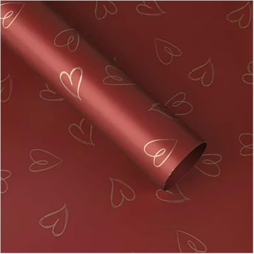 Blumenstrauß-Geschenkpapier, wasserfeste Bögen Verpackungspapier, 58 x 58 cm, 20 Stück, Herz-Bouquet, dekoratives Geschenkpapier, Blumenverpackungsmaterial, Geschenkpapier(Red)