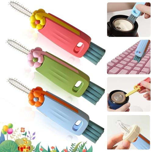 3 in 1 Water Bottle Cleaning Brush,Home kitchen multi-function cleaning brush,Tiny Bottle Cup Lid Detail Brush, Bottle Brushes for Cleaning for Water Bottles And Cups (3 pcs)