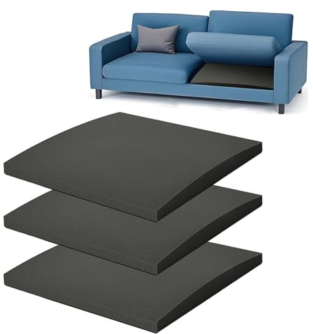 ZYNERY 3 soportes de cojín para sofá, 55 x 55 cm, espuma de alta densidad para asiento caído, curva, asiento de muebles, reparación de hundimiento