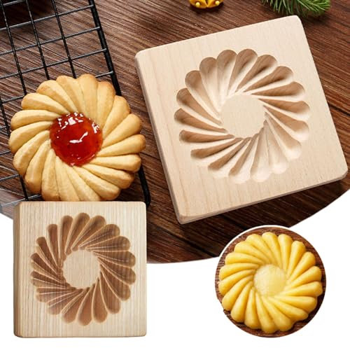Tosta Rica Biscotti Tagliabiscotti da cucina in legno intagliato per biscotti, timbri per biscotti, timbri per biscotti, per timbri per biscotti, decorazioni estive primaverili (Yellow, 10X10X2CM)