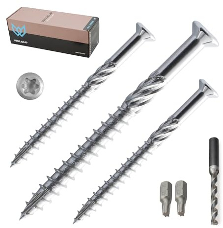 WALCUR Decking Screws 5.0 x 60 mm Stainless Steel Self Drilling Decking Pack of 500 PC with 2 Torx Bits and 1 Drill Heavy Duty Set