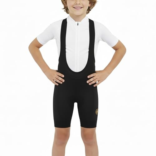 IAGUSOT Kids Cycling Shorts Boys Girls Balance Bike Youth 3D Padded Cycling Bib Shorts,Black,Large