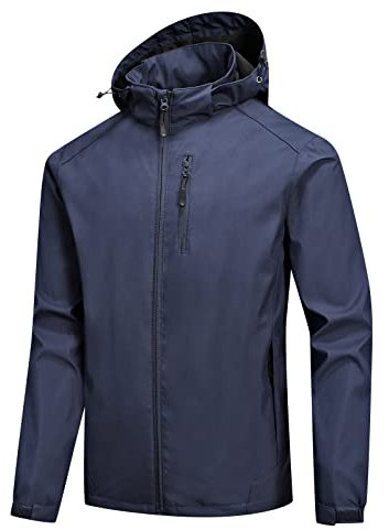 Mens Jackets With Detachable Hood Mens Lightweight Breathable Waterproof Windproof Rain Jacket Solid Color Loose Jacket Durable Thin Coats Casual Raincoats Running Cycling Jackets