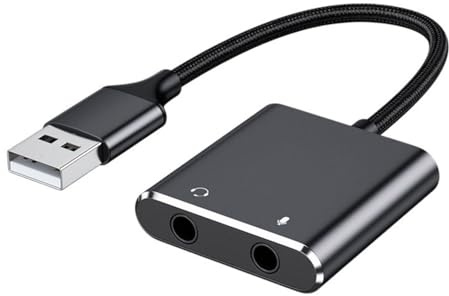 USB Sound Card External Stereo Sound Card with Microphone Port USB 3.5mm Adapter for Desktop Headset for PC Laptop