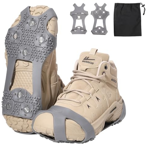 Crampons Ice Cleats for Boots Shoes Anti-Slip Spikes Snow Grips Cleats Shoe Spikes for Snow and Ice Anti-Slip Rubber Traction Cleats for Hiking Fishing Walking