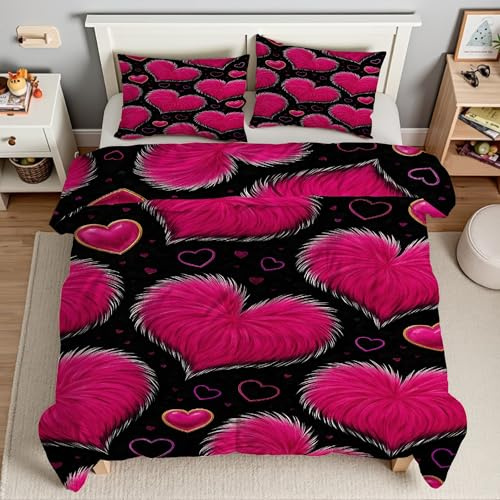 Piumino Singolo Cuore Trapunte Minimalista Piumone Imbottito Resistente Lavabile, Super Morbida Trapunta, piumini 135x200 cm in Microfibra Reversibile e 2 Federa 50x80 cmT524