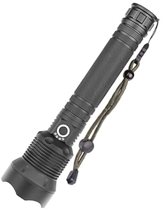 SEWACC Lampe Torche Extérieure Rechargeable par USB Zoom Télescopique Lampe Portable pour Camping et Randonnée Indicateur de Charge