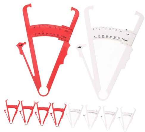 WEKADRIN 10 Pièces Pince à Plis Cutanés Portable Double Échelle Rouge et Blanc Outil Précis de Mesure de Graisse Corporelle Appareil de Mesure de Pli pour Suivi Grasse et Plan Fitness