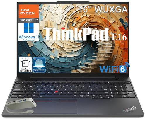 Lenovo ThinkPad E16 Gen 2 Business Laptop Computer, 16 FHD+, AMD 8-Core Ryzen 7 7735HS (Beat i7-1355U), 64GB DDR5, 1TB PCIe SSD, WiFi 6, Backlit KB, Fingerprint Reader, Windows 11 Pro, Vent-Hear
