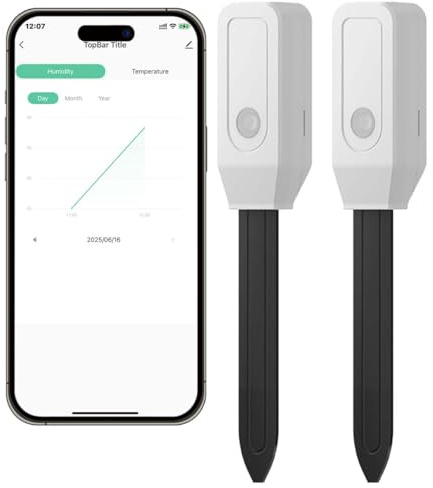 Acmerota 2 Sets Wifi Soil Moisture Sensor Soil Moisture Meter Smart Plant Water Monitor, Soild Hygrometer Sensor for Gardening Accurate Measure, Compatible with Smart Life APP, Alexa & Google Asistant
