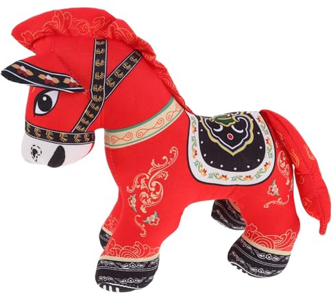 TOYANDONA Peluche Cheval Zodiaque Chinois Figurine Nouvel an Mascotte Jouet Ferme Décoration