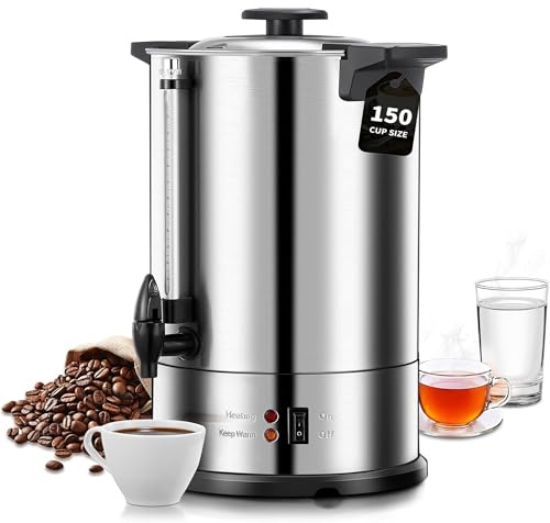 Cafetière Commerciale 150 Tasses, Urne à Café 15 L/3,96 Gal Distributeur électrique De Boissons Chaudes Avec Robinet Anti-goutte, Puissance 1500w Pour Infusion Rapide, Conserve La Chaleur
