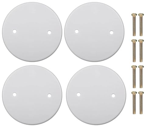 4pcs Round Blanking Plate Covers: 11cm Ceiling Hole Covers with Screw - Blank Plates for Outlet Cap, Llight Switch, Wall Hole, Electrical Panel, White, PP